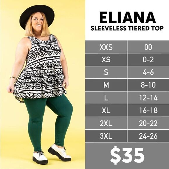 Lularoe Eliana Sleeveless Tiered Top NWT - Size Small - Picture 7 of 8